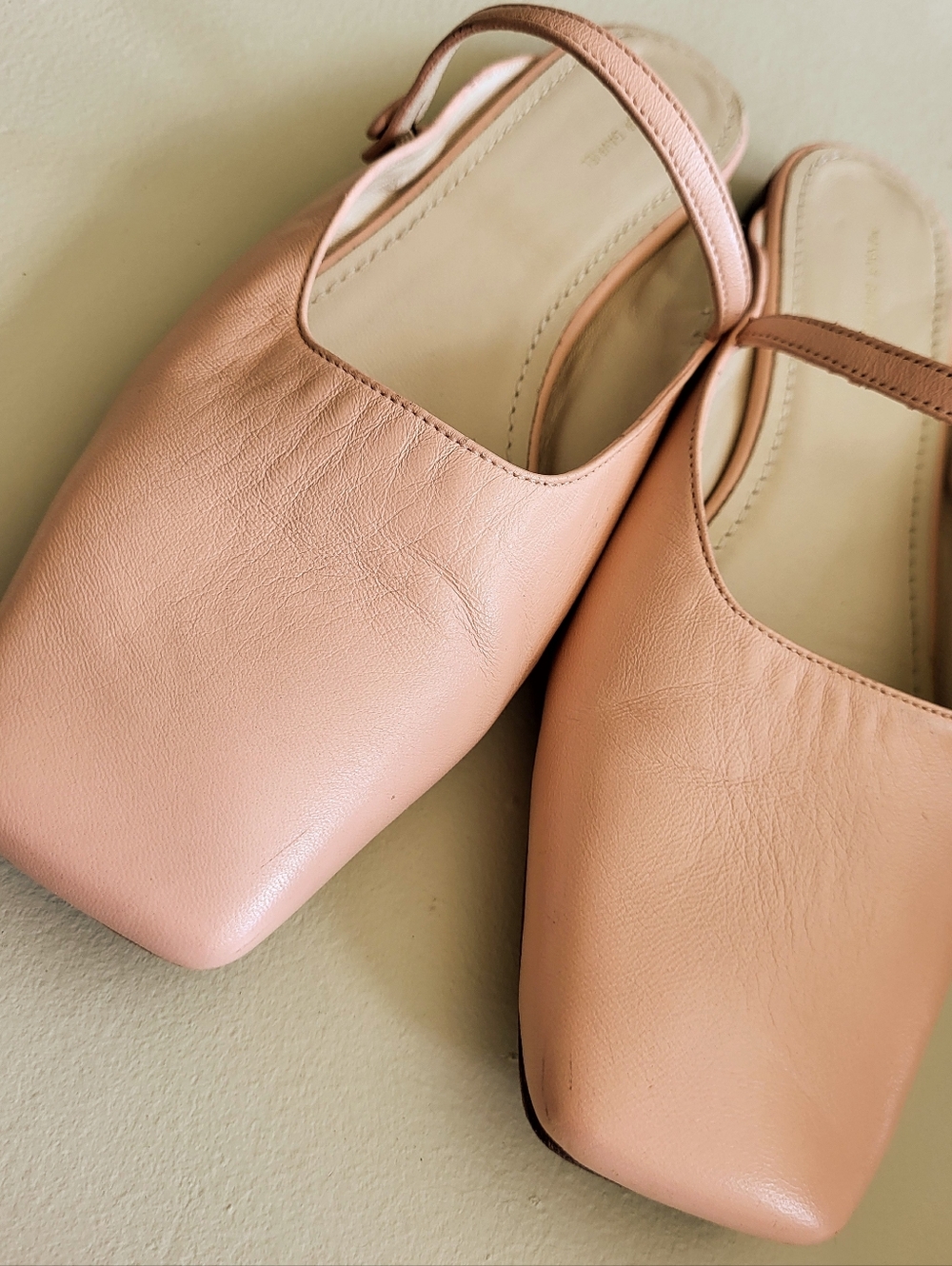 Mansur Gavriel Blush Pink Leather Mary Jane Ballerina Square Toe Mules - Picture 8 of 8
